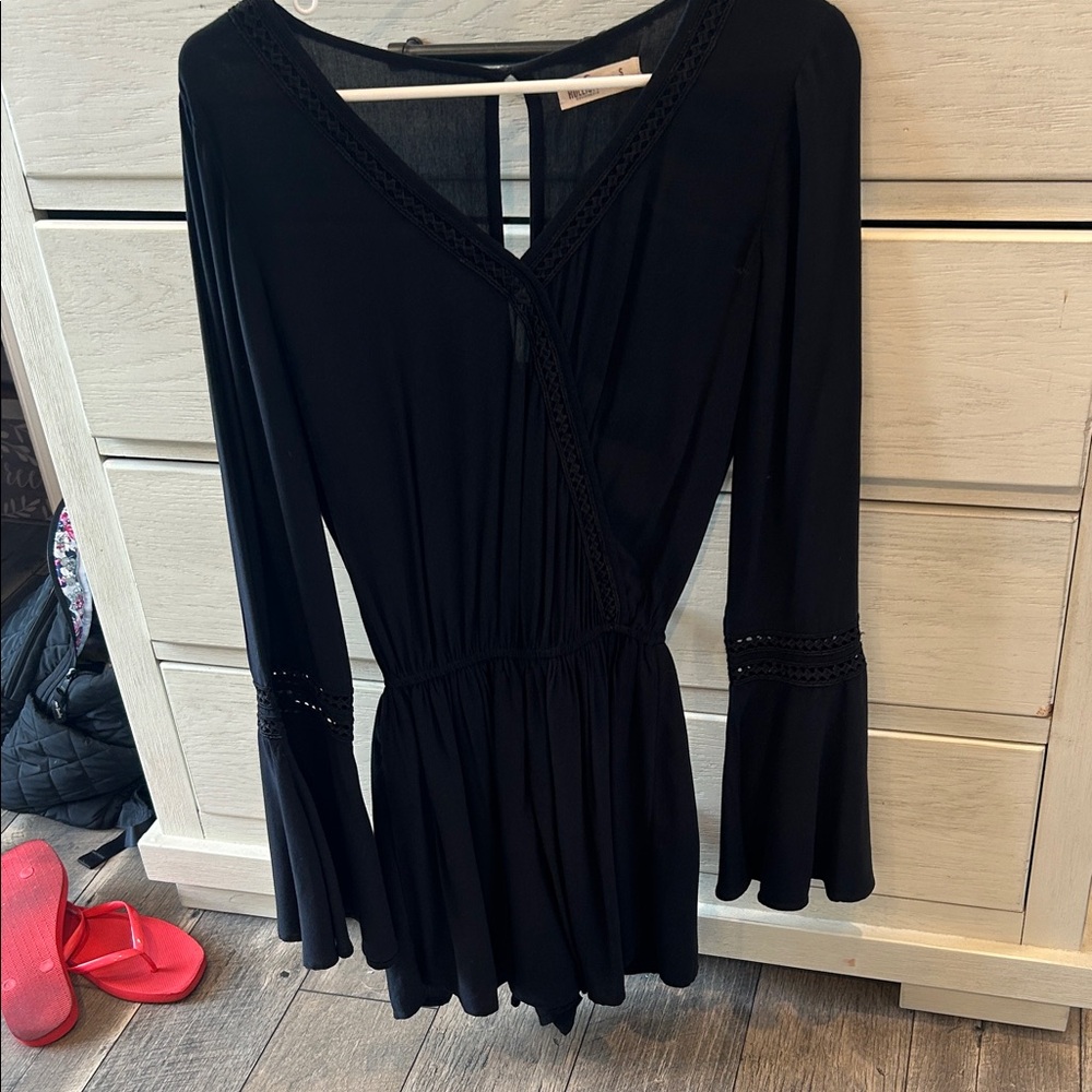 Black Long Sleeve romper with Flared Cuffs